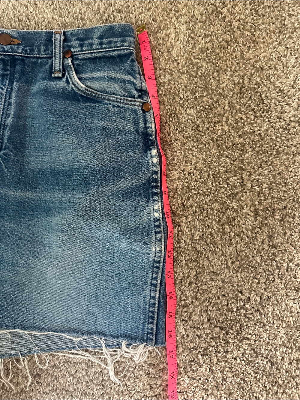 Vintage Wrangler Distressed Blue Denim Mini Skirt - Picture 3 of 4